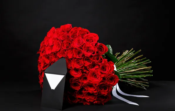 Letter, gift, romance, roses, bouquet, colorful, red, March 8