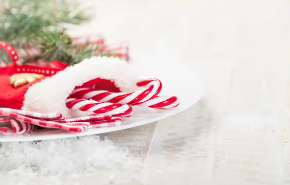 Picture new year, sweets, mittens, caramel