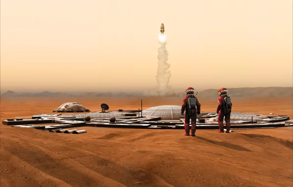 Space, fiction, Mars, the astronauts, Rendering