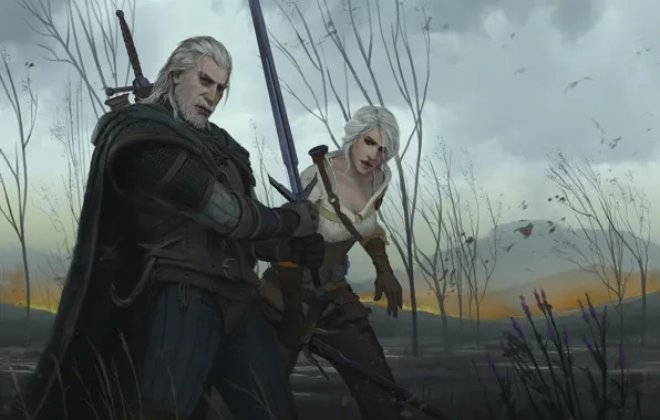 Picture sword, art, Geralt, The Witcher 3, CRIS
