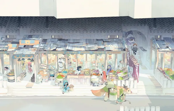 Street, Fantasy, Animals, Art, akitsu taira