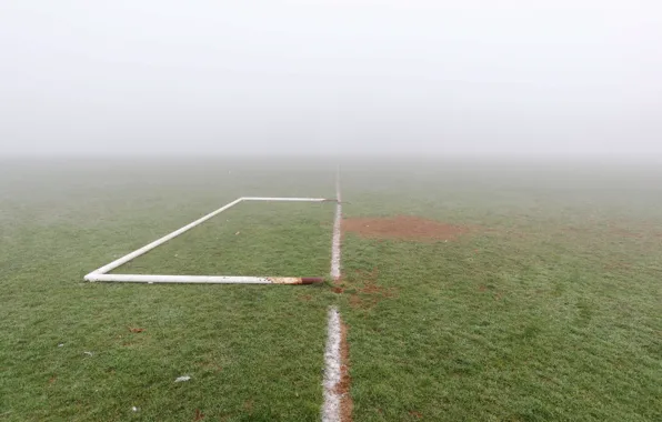 Picture field, fog, football, gate