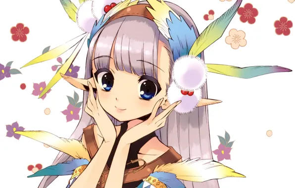 Picture smile, feathers, girl, art, pin, bombski, noizi ito