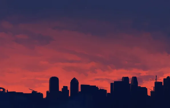 Picture the sky, the city, sunset
