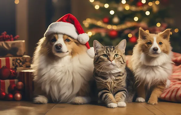 Winter, cat, dogs, cat, look, snow, pose, kitty