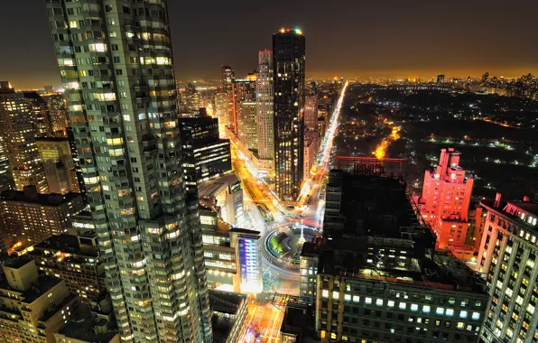 Road, machine, night, building, New York, Night, Park, Manhattan