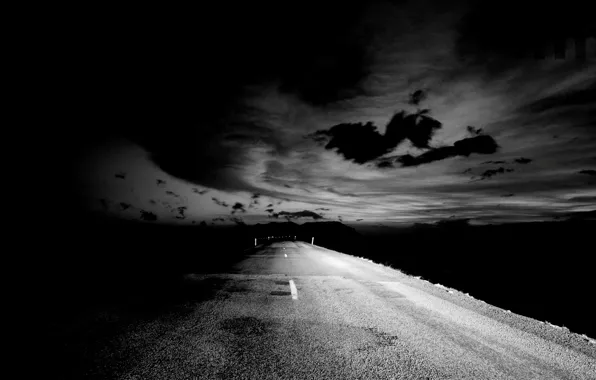 Road, the sky, void, night, photo, background, mood, Wallpaper