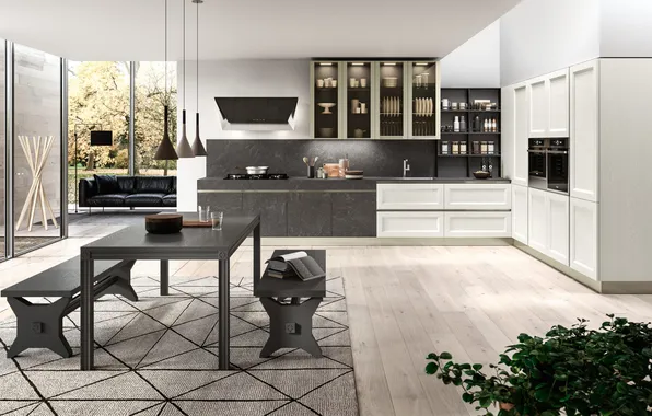 Style, Villa, interior, Italy, kitchen, dining room, dining area, Italian design
