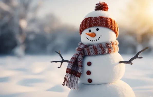 Winter, snow, Christmas, New year, snowman, Christmas, winter, snow