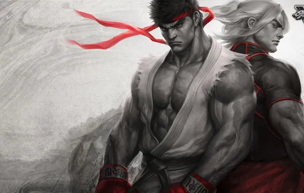 Picture art, fighters, ken, street fighter, ryu