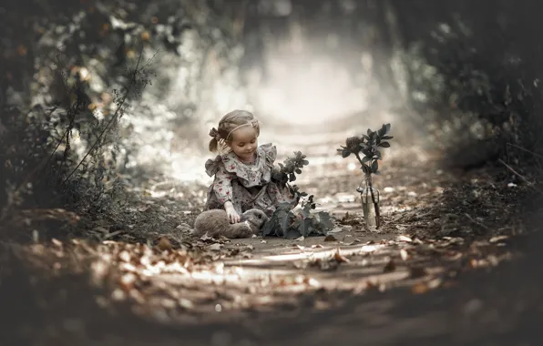 Nature, rabbit, girl