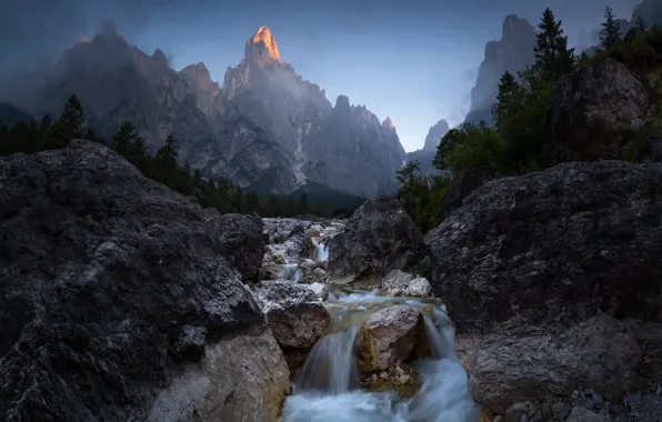 Picture mountains, nature, river