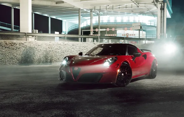 Car, Alfa Romeo, red, Alfa Romeo 4C, Alfa Romeo 4C By Pogea Racing