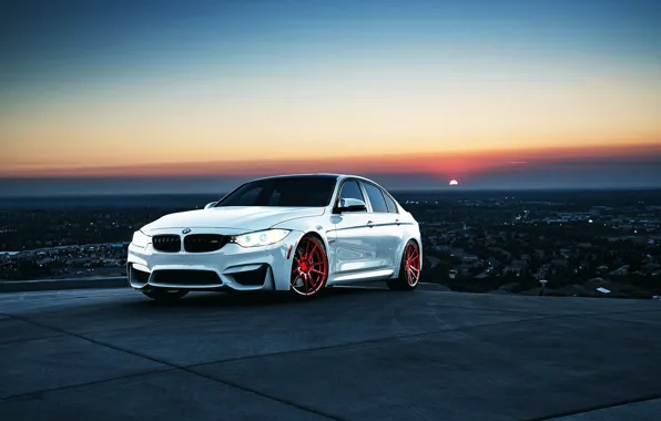 BMW, red, white, auto, M3, powered by M