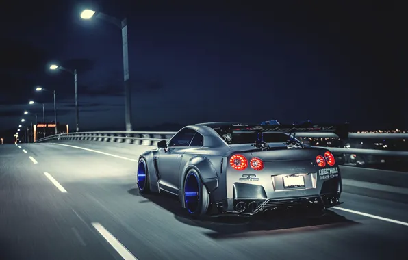Picture Nissan, GT-R, Car, Speed, Tuning, Road, Wheels, Spoiler