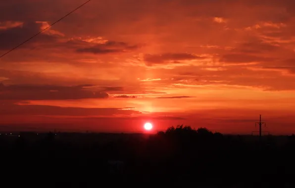 The sun, sunset, orange