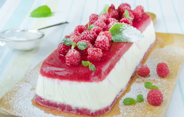 Picture raspberry, mint, dessert, jelly