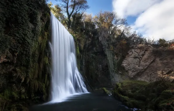 Autumn, river, waterfall