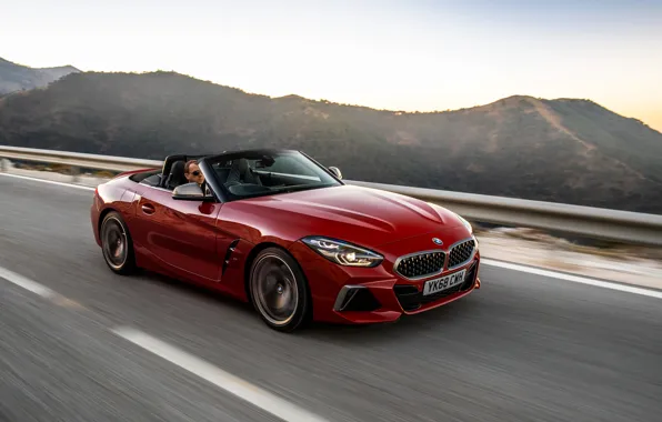 Red, movement, BMW, Roadster, BMW Z4, M40i, Z4, 2019