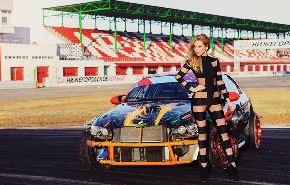 Car, girl, beautiful, model, sweet, blonde, long-haired