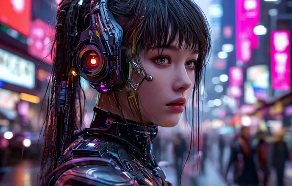 Girl, future, girls, Japanese, Chinese, cyberpunk, 2025, AI art