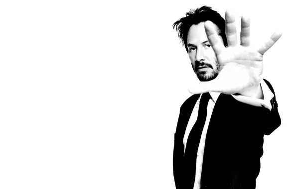 Picture hand, b/W, male, actor, Keanu Reeves, black and white, Keanu Reeves