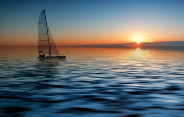Picture SEA, HORIZON, The OCEAN, The SKY, SAIL, SUNSET, YACHT, DAL