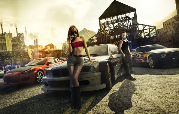 Picture Mustang, Girl, Need For Speed Most Wanted, NFS, Ford Mustang, Mia, Game, BMW M3