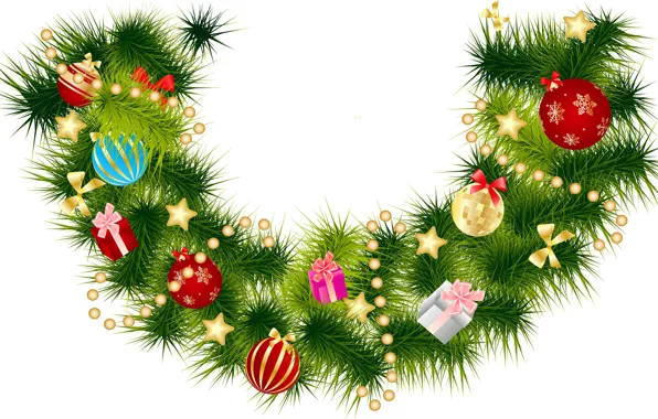 Picture decoration, balls, tree, new year, beads, New Year