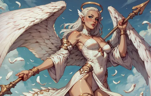 Girl, angel, spear, halo