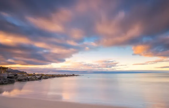 Sea, beach, the sky, landscape, nature, stones, blue, shore
