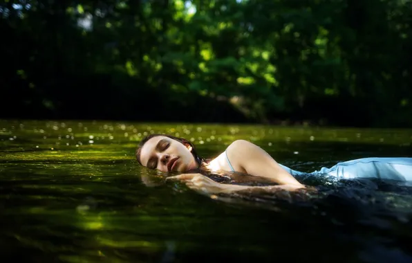 Picture water, girl, face, pose, the situation, closed eyes, Dasha, Maxim Gontarev