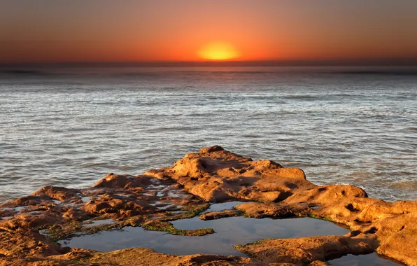 Picture sunrise, the ocean, Argentina