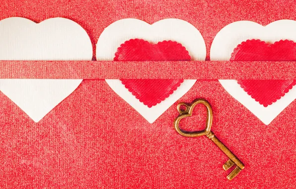 Heart, key, cardboard
