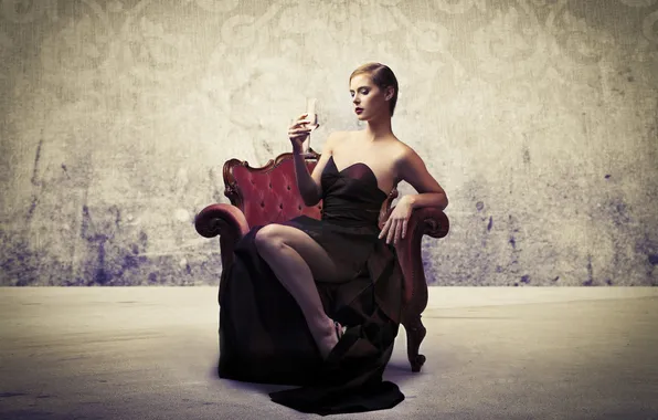 Concept, girl, fashion, classic, blonde, drink, elegant, female