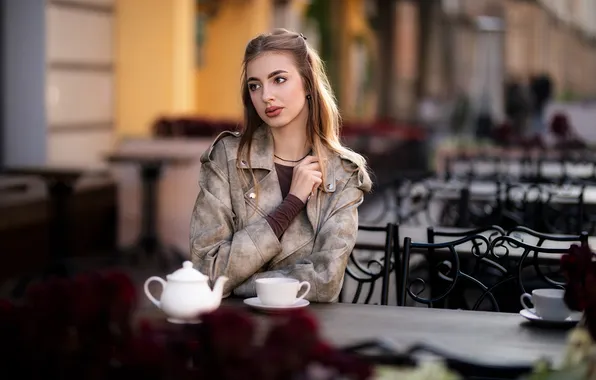 Girl, sweetheart, model, Wallpaper, Portrait, brown hair, Cup, beautiful