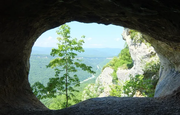 Picture mountains, cave, The Caucasus