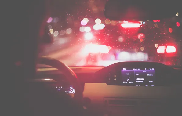 Road, lights, movement, lights, tube, driving, Budapest, in machine