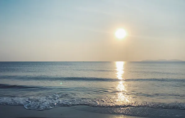 Sand, sea, wave, beach, summer, the sky, sunset, shore
