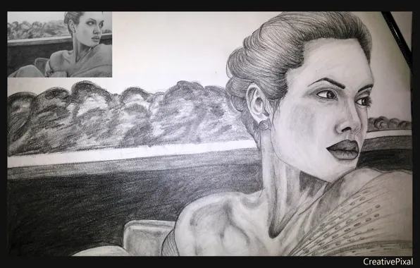 Angelina jolie, Art, sketch, portrait