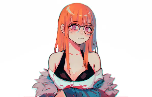 Girl, sexy, cleavage, blouse, long hair, boobs, sexy girl, anime
