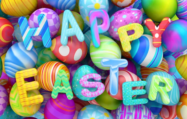 Picture graphics, eggs, colorful, Easter, happy, holidays, design, Easter
