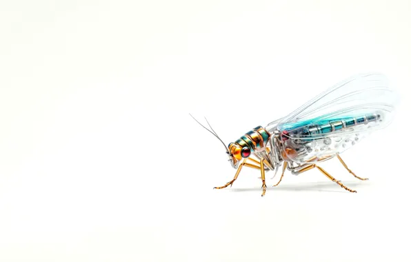 Robot, technology, dragonfly, white background, insect, AI art, neural network, micro robot