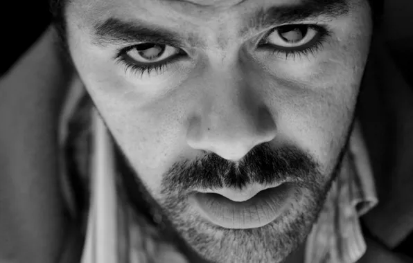 Black and white, Look, Face, Eyes, Actor, Jamel Debbouze, Beard, Jamel Debbouze