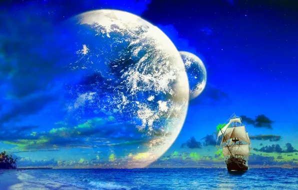 Ship, Sea, art