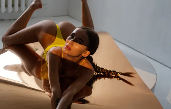 Ass, look, pose, reflection, wall, model, makeup, figure