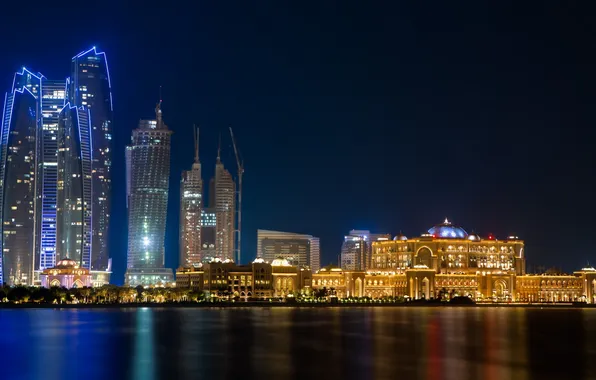 Abu Dhabi, nightscape, Jumeirah Etihad Tower