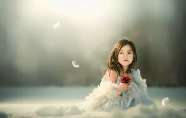 Picture flower, background, girl, Asian