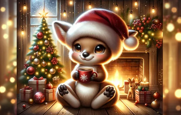 Light, comfort, style, room, animal, the evening, Christmas, Fox