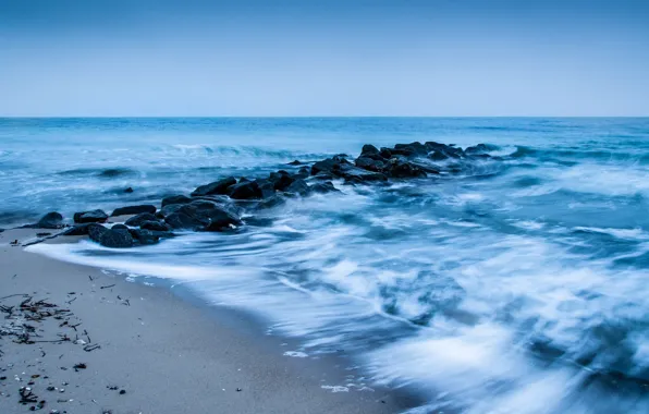 Picture sand, sea, the sky, water, landscape, nature, river, stones